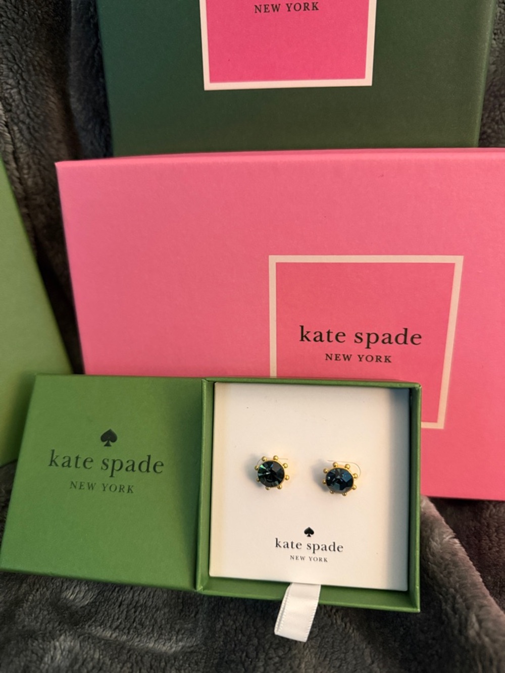 kate spade Gold Tone Earrings with Blue Stones - Picture 2 of 3